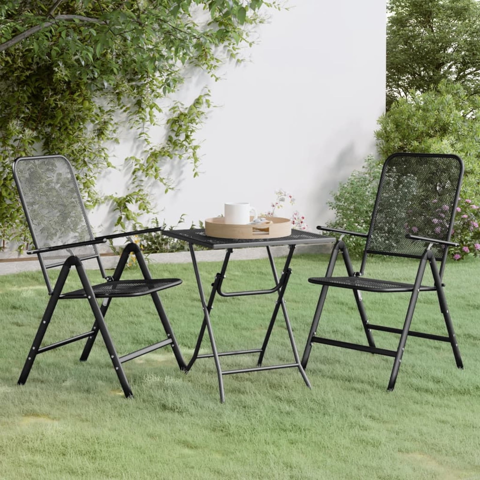 moobody 3 Piece Folding Outdoor Dining Set Expanded Metal Mesh