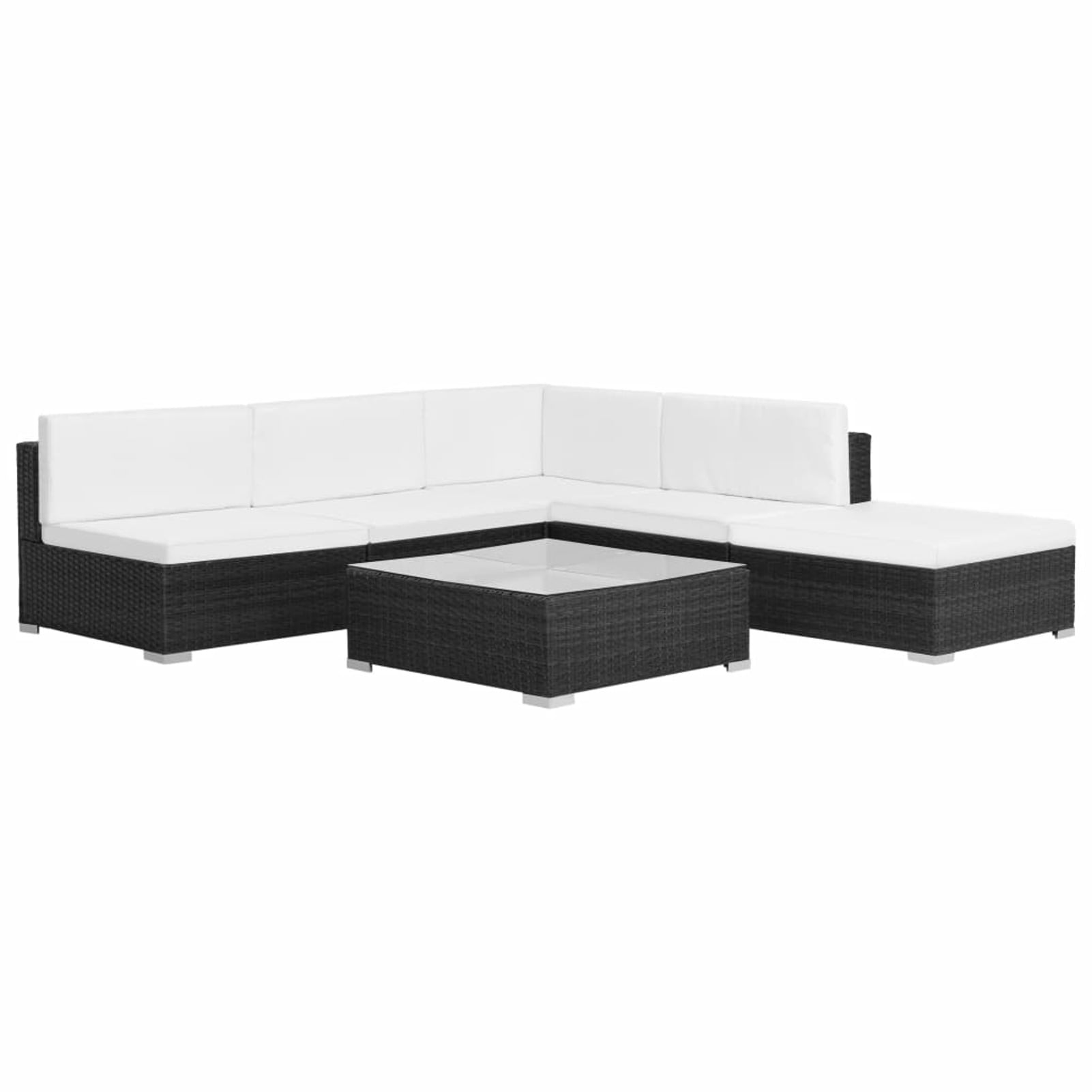 moobody 6 Piece Garden Conversation Set Cushioned Corner Sofa and 3 Centre Sofas with Coffee