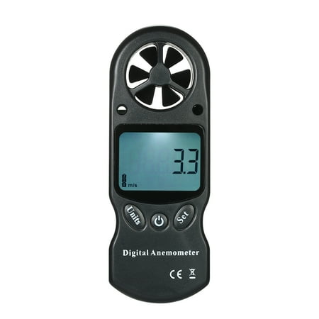 moobody 8 in 1 Handheld Digital Anemometer Wind Speed/Temperature/Humidity/Wind Chill/Heat Index/Dew Point/Barometric Pressure/Altitude Meter with LCD Backlight--Black