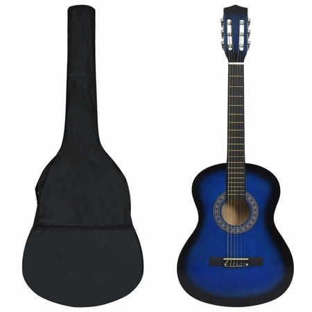 moobody 8 Piece Guitar Beginner Set with Carrying Bag, Pick, String Set 3/4 Size 36 Inch Basswood Guitar Set Blue