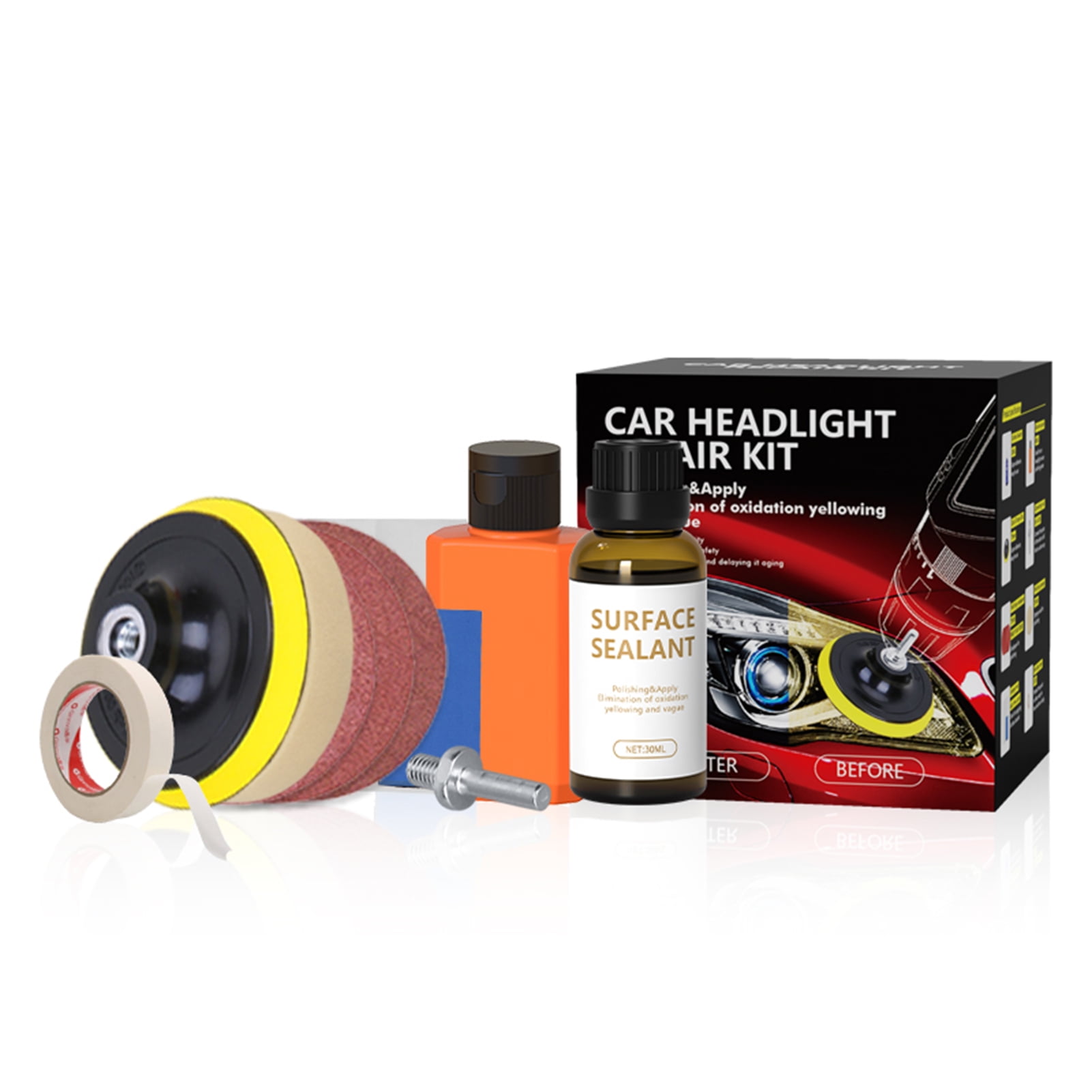 moobody Car Headlight Restoration Kit, Restore Oxidation and Yellowing, Liquid Polymer Chemical