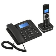 Walmeck D2002 TAM Expandable Corded/Cordless Phone System with Answering Machine Caller Call Waiting and Handset/Base Speakerphones Support 8 Languages for Office Home Conference
