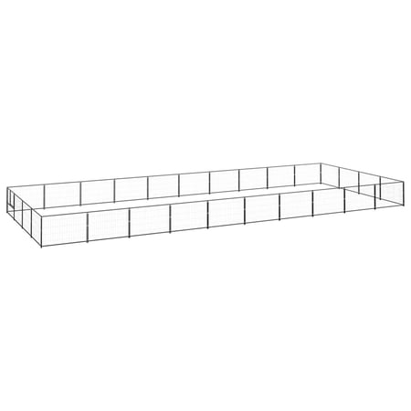 moobody Dog Kennel with Door Steel Sidewalls Lockable Playpen Fence  Exercise Cage Black for Backyard, Lawn,  393.7 x 157.5 x 27.6 Inches (L x W x H)