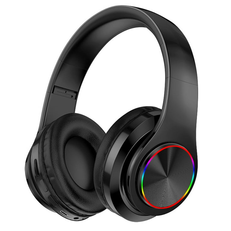 moobody Foldable BT 5.0 Headset Wireless Wired Headset with Breathing Light Support TF Card Playing Stretchable Headband Black Walmart
