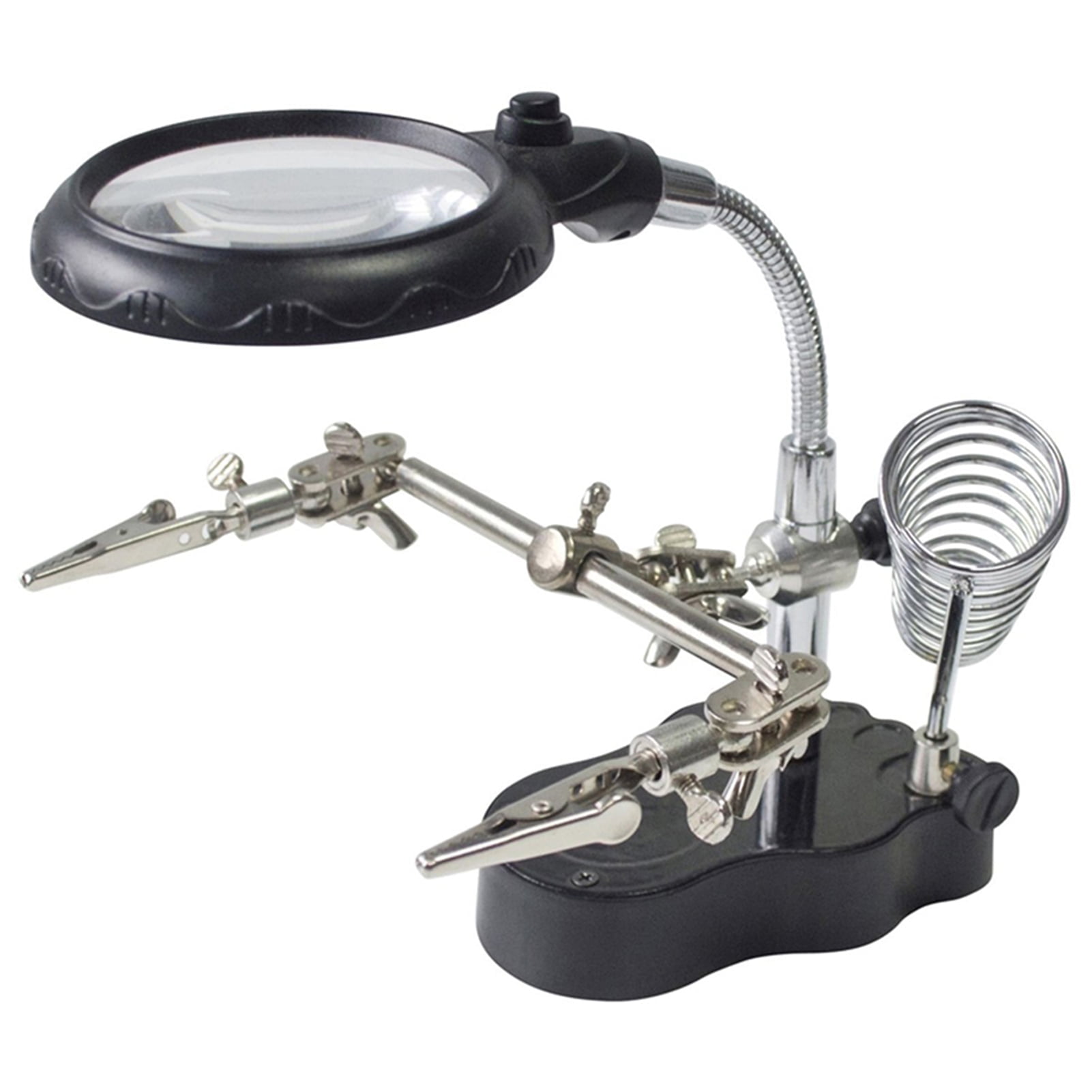 moobody LED Magnifying Magnifier Glass with Light on Stand Clamp Arm Hands Free Black