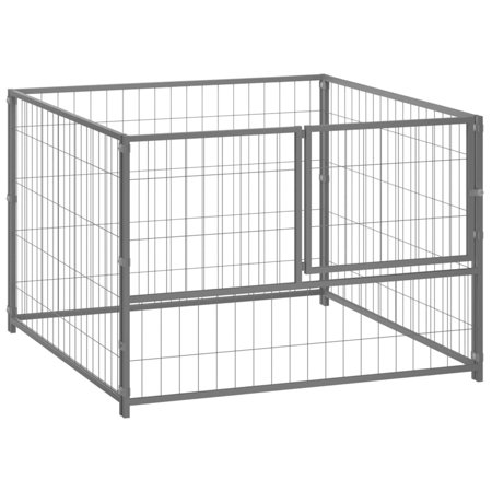 moobody  Dog Kennel Steel Sidewalls Fence  Playpen Lockable Door Cat Chicken  Exercise Cage Silver 39.4 x 39.4 x 27.6 Inches (L x W x H)