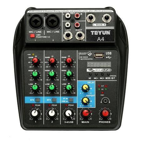 moobody TU04 BT Sound Mixing Console Record 48V Phantom   AUX Paths Plus Effects 4 Channels Audio Mixer with USB