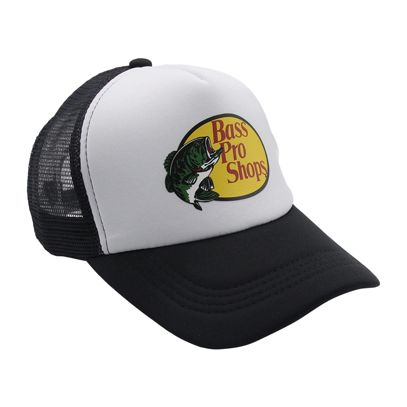 Moobom Bass Pro Shops Hat Mesh Adjustable Snapback Trucker Baseball Fishing Outdoor Cap, Men's, Size: 56, Black