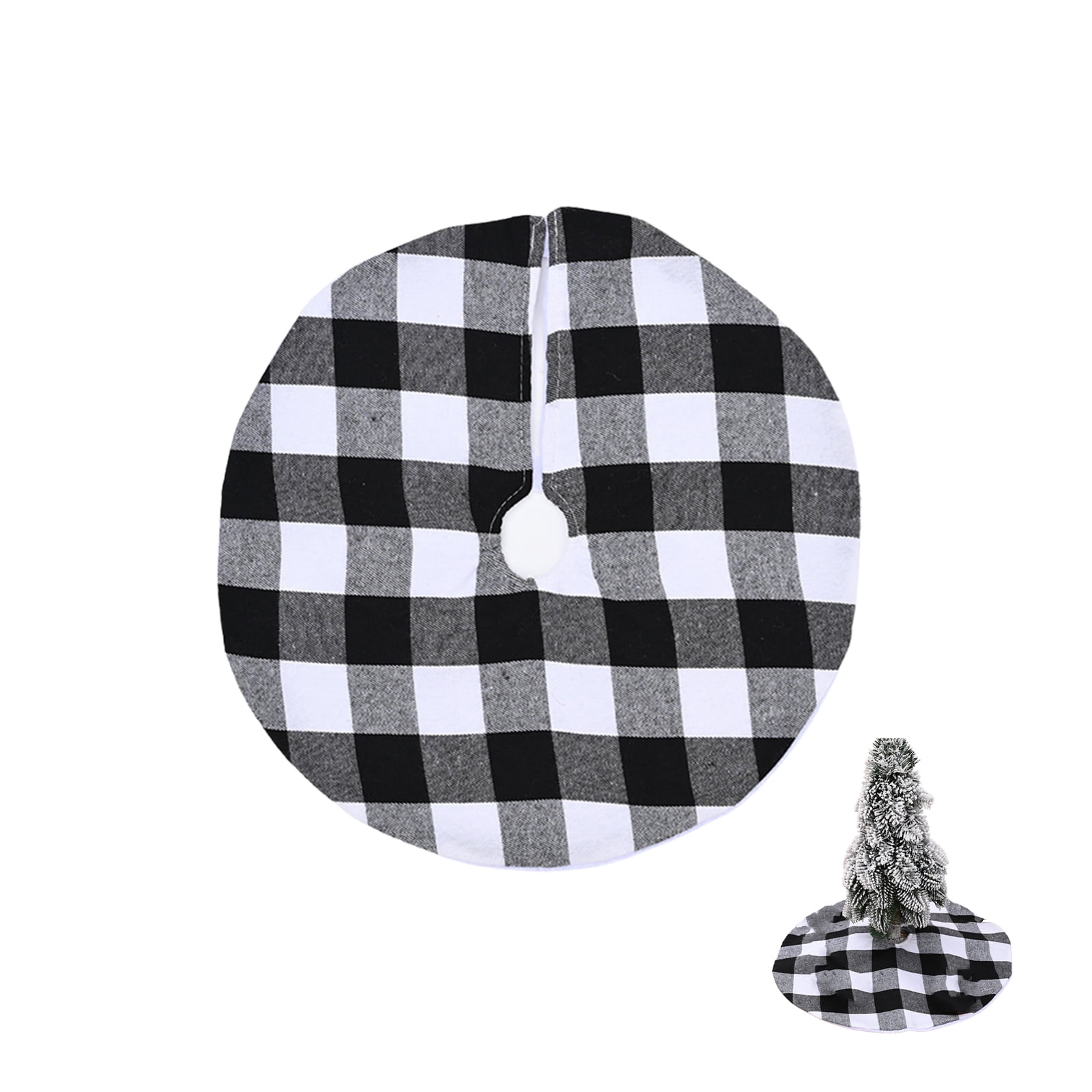 moobom Mini Christmas Tree Skirts Red Black And White Buffalo Plaid