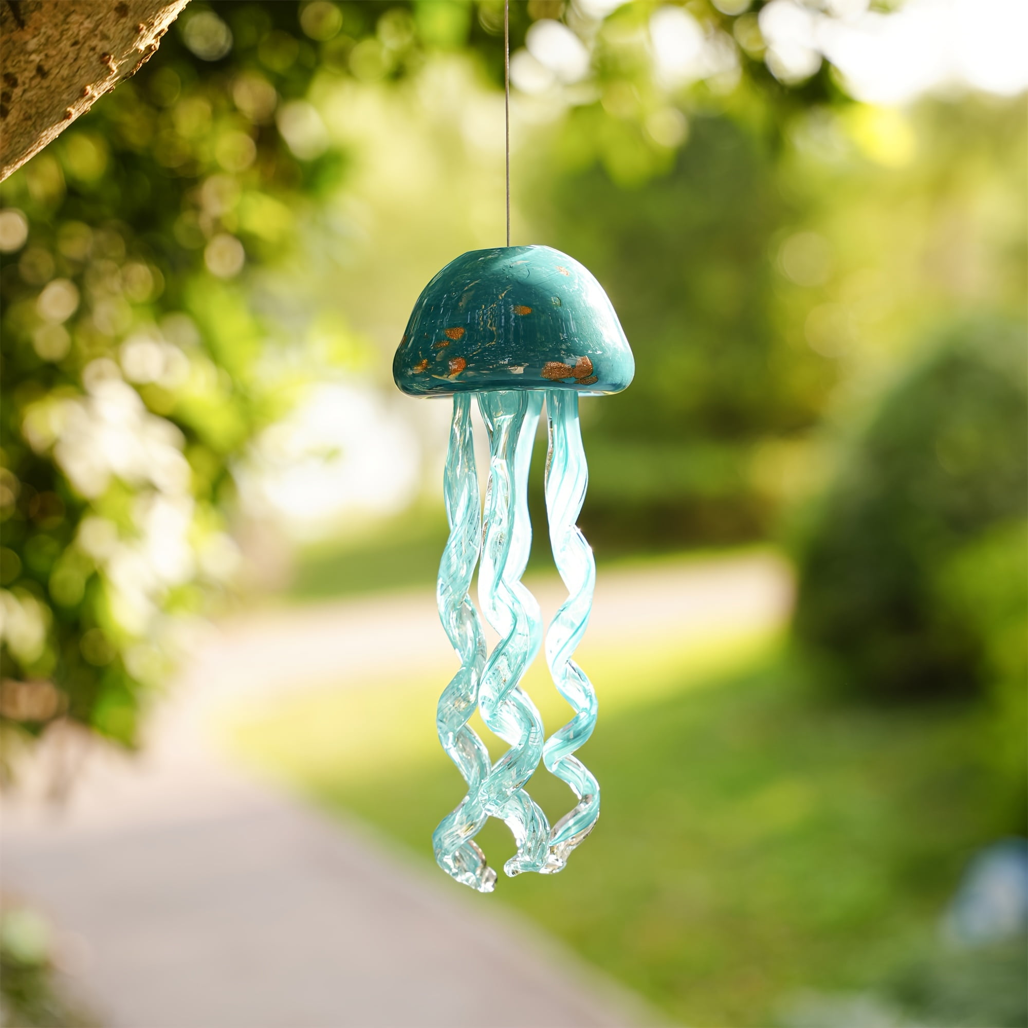 moocr HYALINE& DORA Handblown Art Glass Jellyfish Wind Chime Glass ...