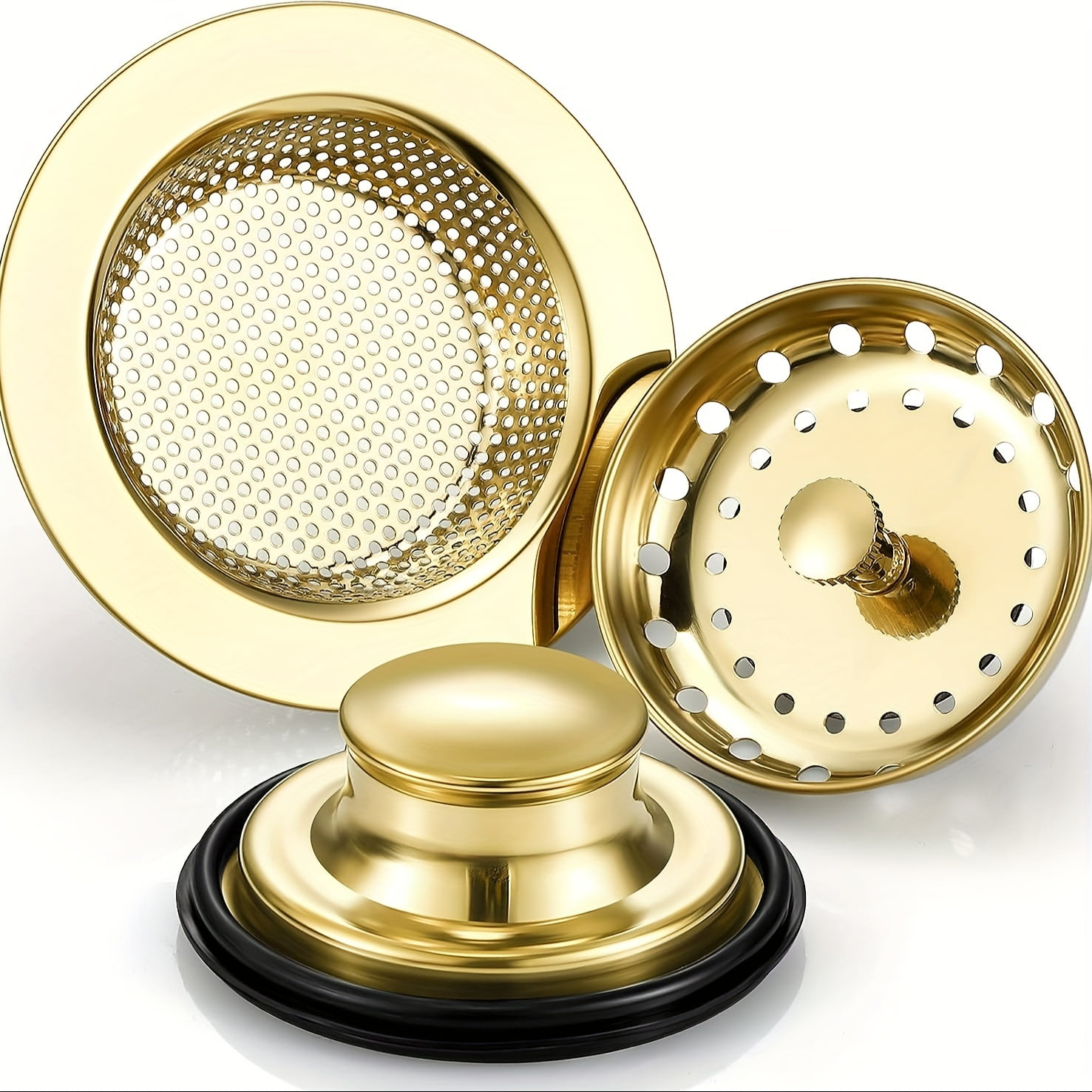 moocr Kitchen Sink Strainers 304 Stainless Steel 4.4 Inches Golden Finish With AntiClogging