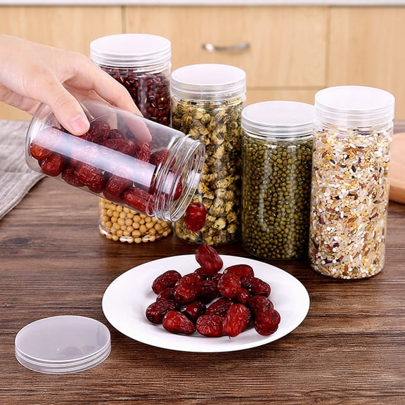 moolBeko Food Storage Containers, 5 Pack Airtight Storage Jars for Kitchen, Clear Plastic Containers for Grains and Cereals, Stackable Food Storage Jars with Lids, Pantry Organizer for Snacks