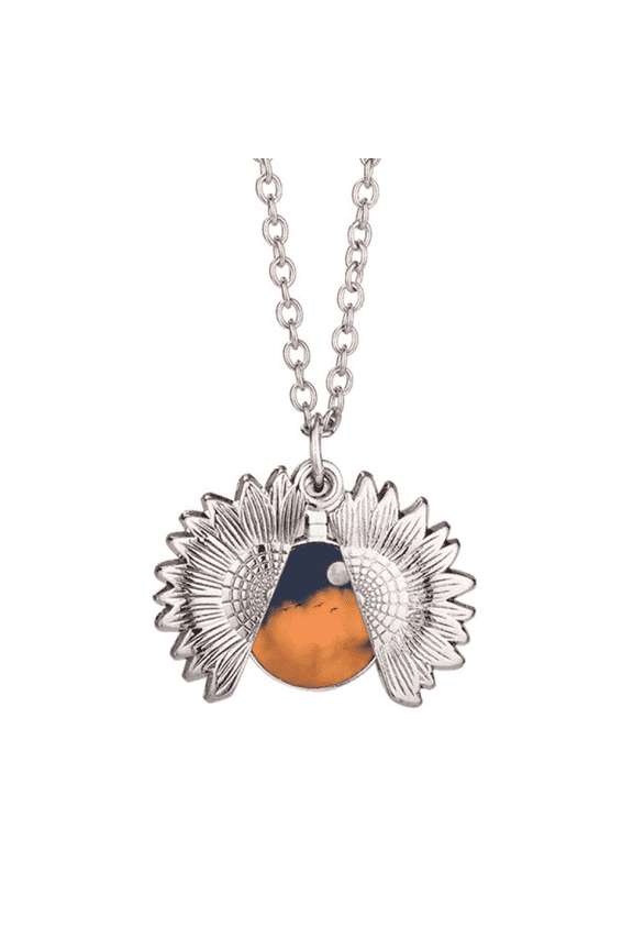 moon dark night clouds art deco fashion sunflower necklace pendant locket jewelry
