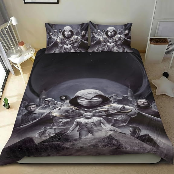 moon knight Themed Bed Sheet Set Three Piece Set 36x75 Inches Comfortable And Skin Friendly Unique Design Creating A Star Studded Night Home Decor Gifts For Family Friends fans