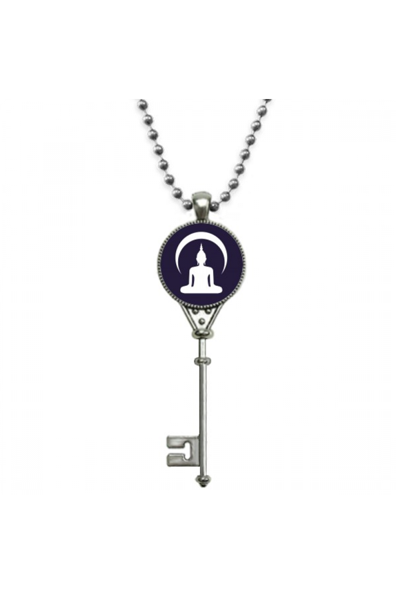 moon light shining knowledge pendant vintage necklsilver key jewelry