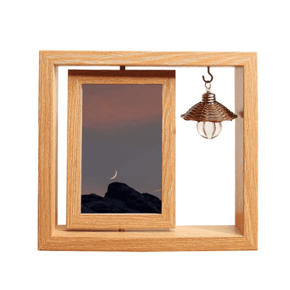 moon mountain art deco fashion Wooden Rotating Picture Photo Frame 4x6