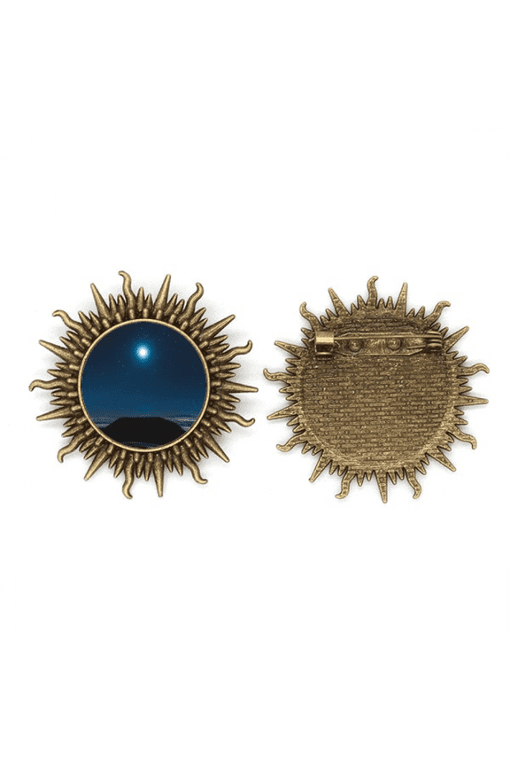 moon night art deco fashion metall sonne brosche haken pin
