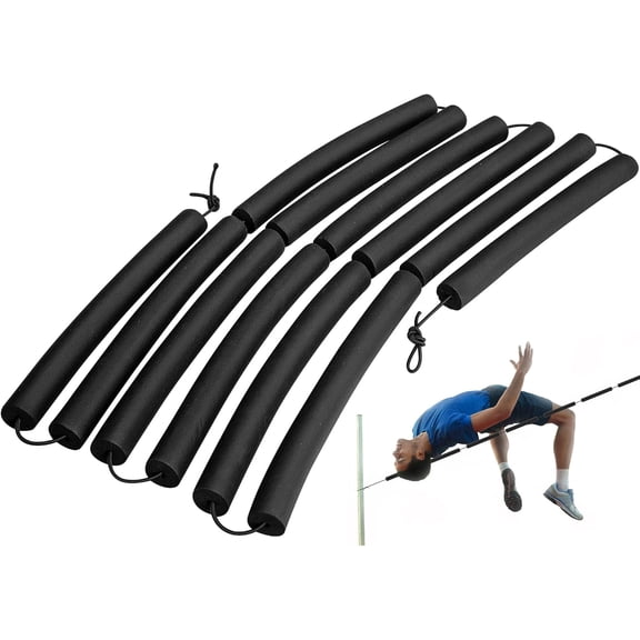 High Jump Training Equipment, 9.9 Ft Long High Jump Bungee Elastic Crossbar, Cord Training Equipment Foam for Beginners Athletes Practice, Black