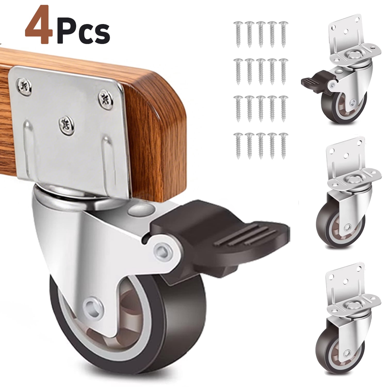moopom Caster Wheels - 2 Inch L Shape Small Side Mount Casters Set of 4 ...