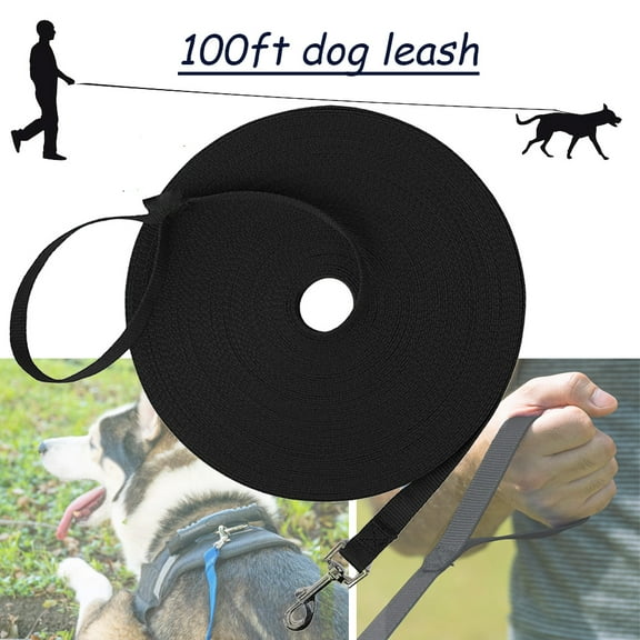moopom Dog/Puppy Obedience Recall Training Agility Lead - 15ft 20ft 30ft 50ft 100ft Leash Great for Training, Play, Camping, or Backyard Black
