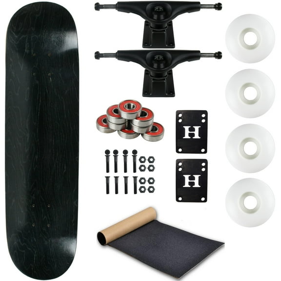 moose complete skateboard stained black 7.5" black/white