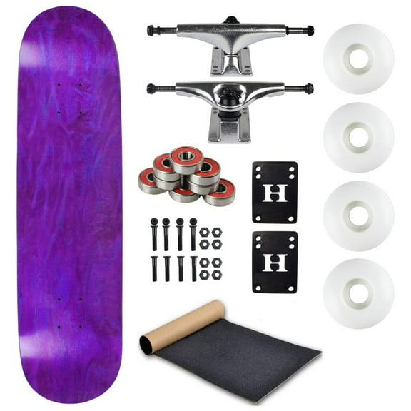 moose complete skateboard stained purple 7.75" silver/white