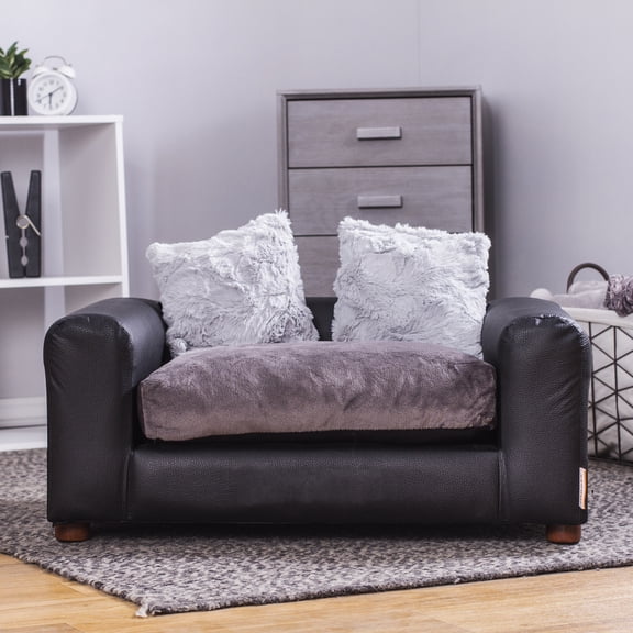 moots Premium Leatherette Pets Sofa, Black, Medium