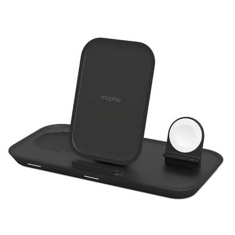 mophie 3-in-1 Wireless Charging Stand for Apple iPhone AirPods/AirPods Pro & Watch 7.5W Fast Charging Stylish Gloss Finish Portrait or Landscape Smartphone Charging Mode Black
