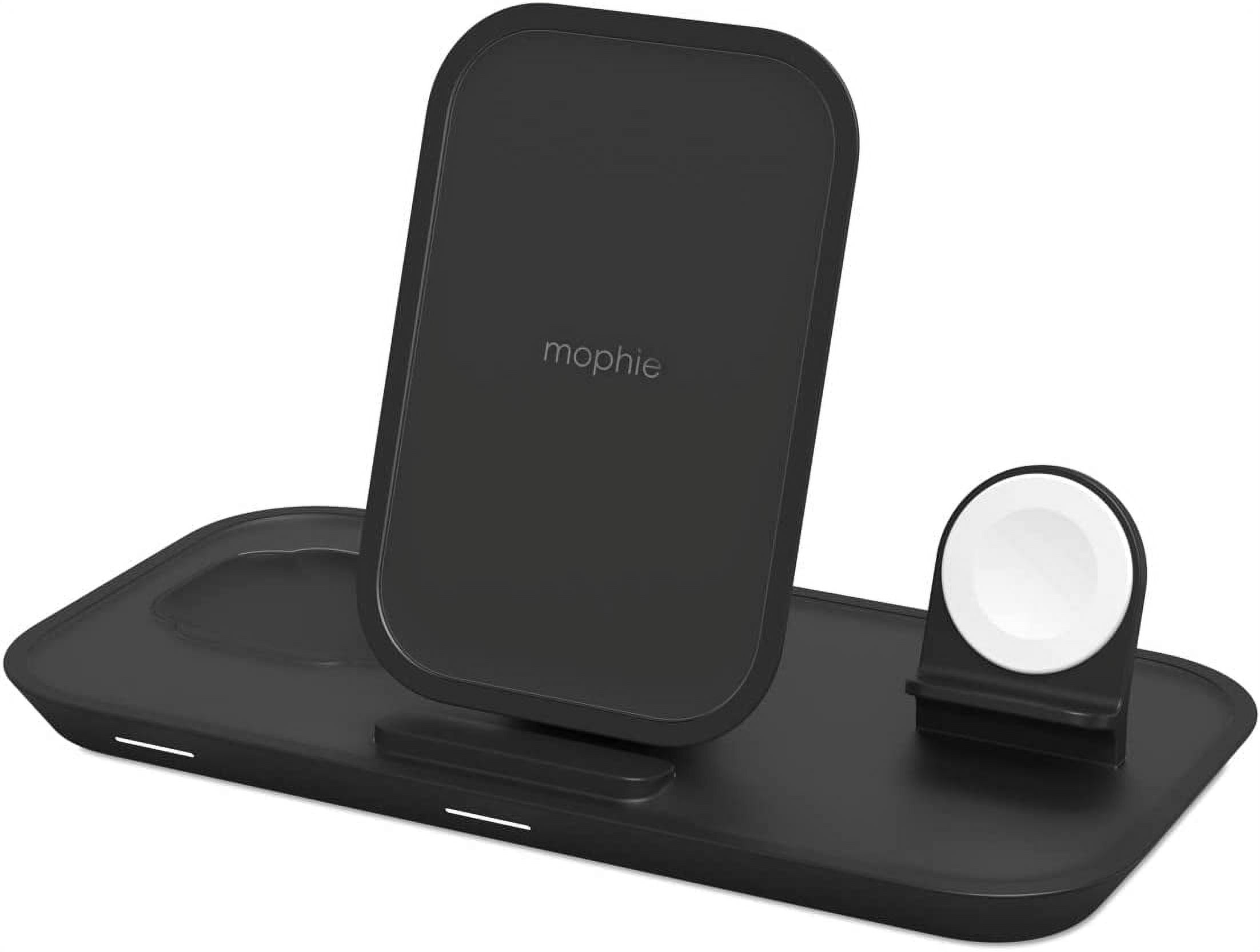 mophie 3-in-1 Magsafe Wireless Charging Stand for Apple iPhone,  AirPods/AirPods Pro & Watch, 15W Super-Fast Charging, Stylish Gloss Finish  - White