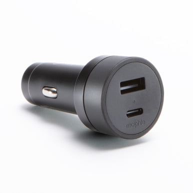mophie - 42W Dual USB-C + USB-A Car Charger - Black