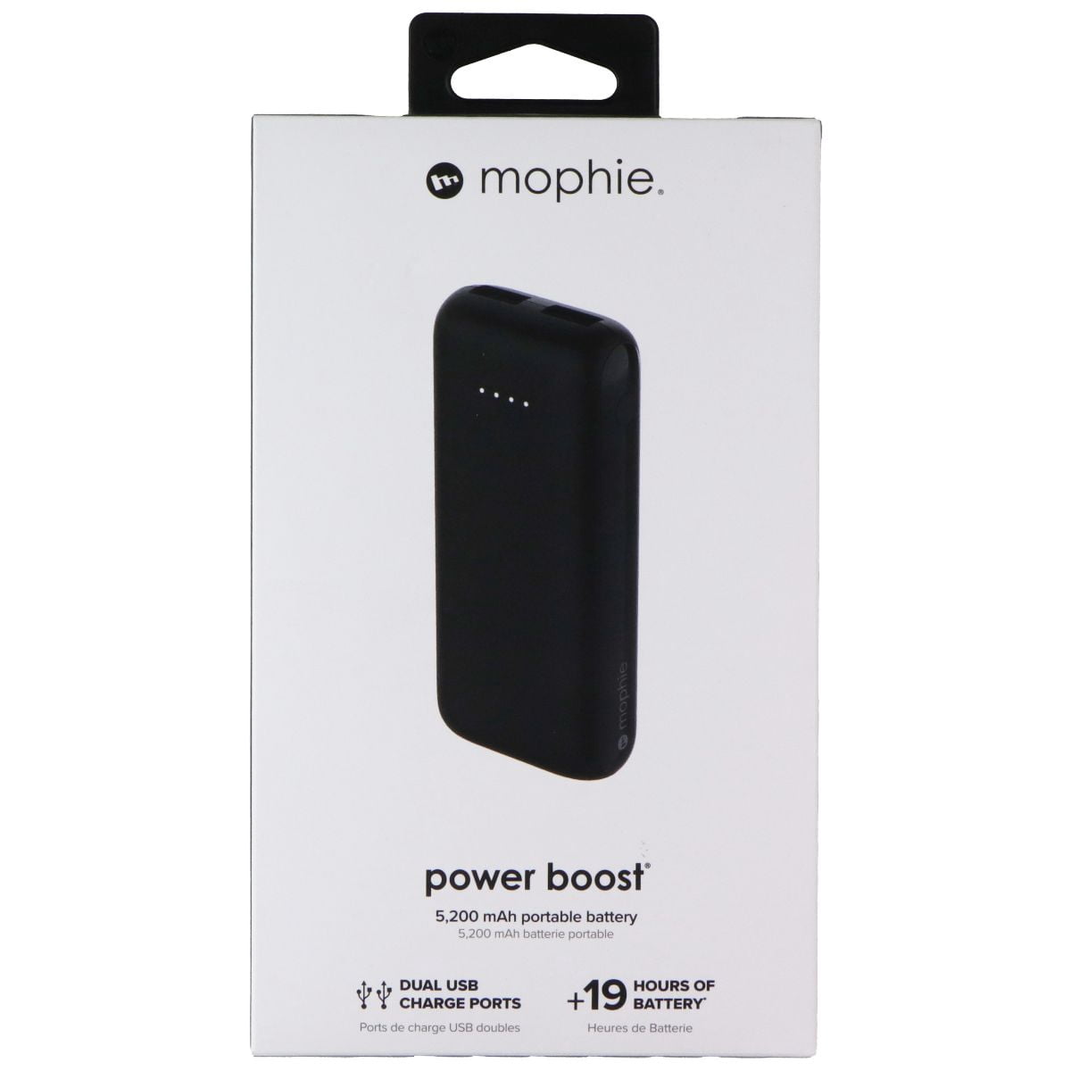 Mophie PowerBoost Portable Battery, 5,200 mAh, 4.25"H x 1.89"W x 0.89"D, Black, 401103680