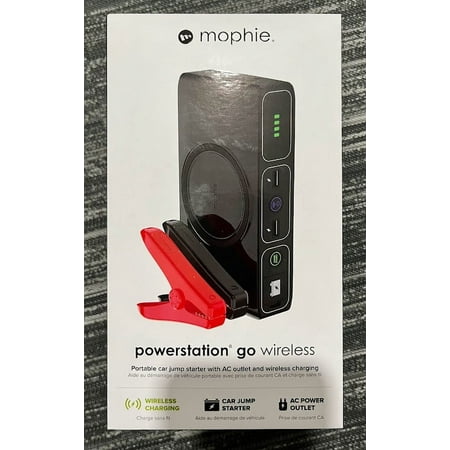 mophie - Powerstation Go Wireless Portable Car Jump Starter with AC Outlet and Wireless Charging - Onyx