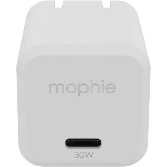 mophie USB C Charger GaN 30W Fast Compact Foldable Charger for MacBook Pro 13 Galaxy S22/S22+/S22 Ultra/S21 Note 20/10 iPhone 14/13/12 Pro and More - White