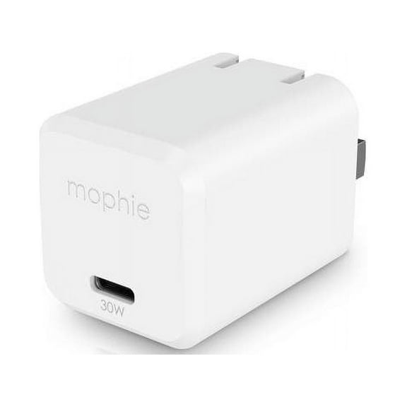 mophie USB C Charger GaN 30W Fast Compact Foldable Charger for MacBook Pro 13 Galaxy S22/S22+/S22 Ultra/S21 Note 20/10 iPhone 14/13/12 Pro and More - White
