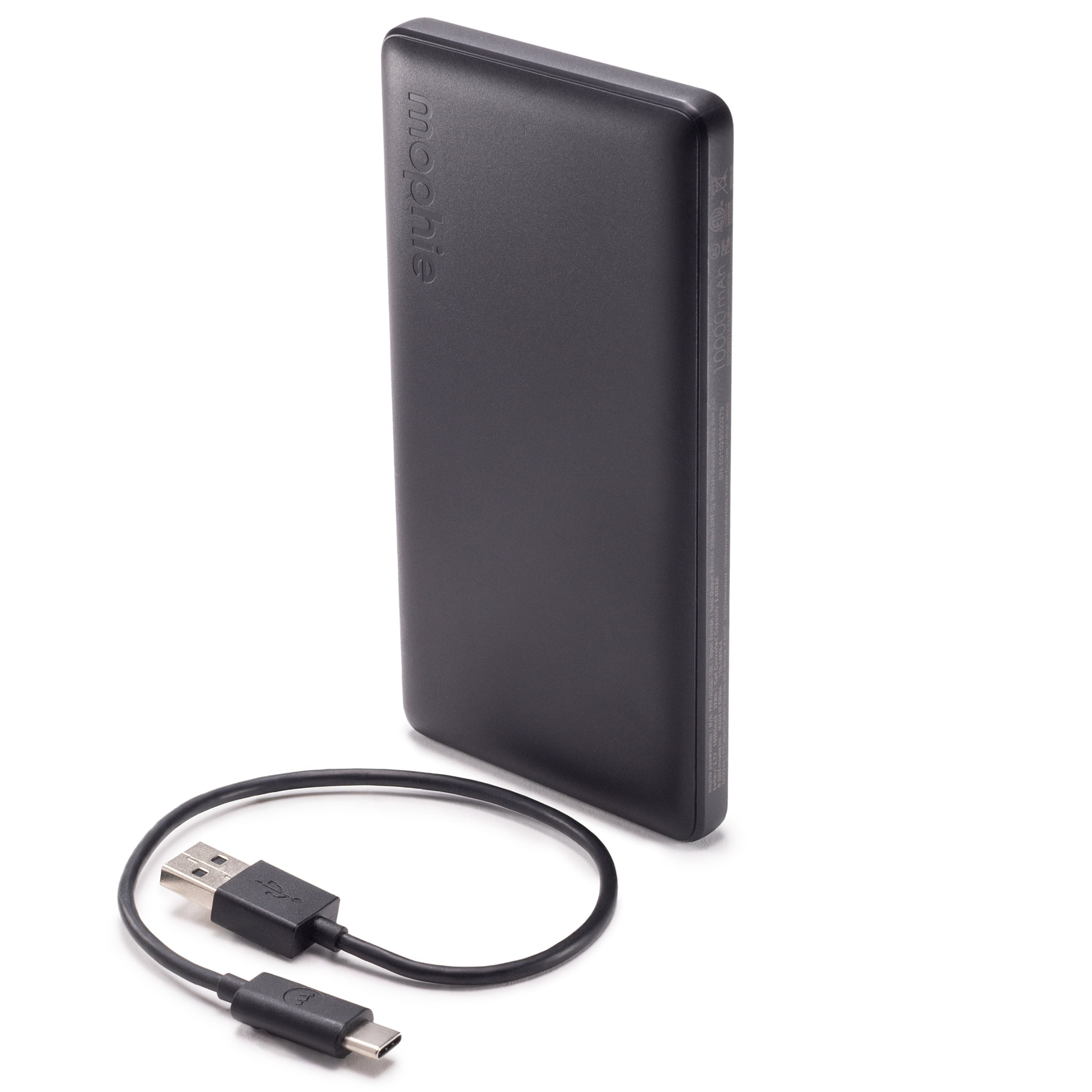 mophie 10k Portable Power Bank and Portable Charger - USB-A and USB-C inputs -Compatible with iPhone, iPad, AirPods, Samsung Galaxy, Note, Pixel & More - Includes Charging Cable - Black