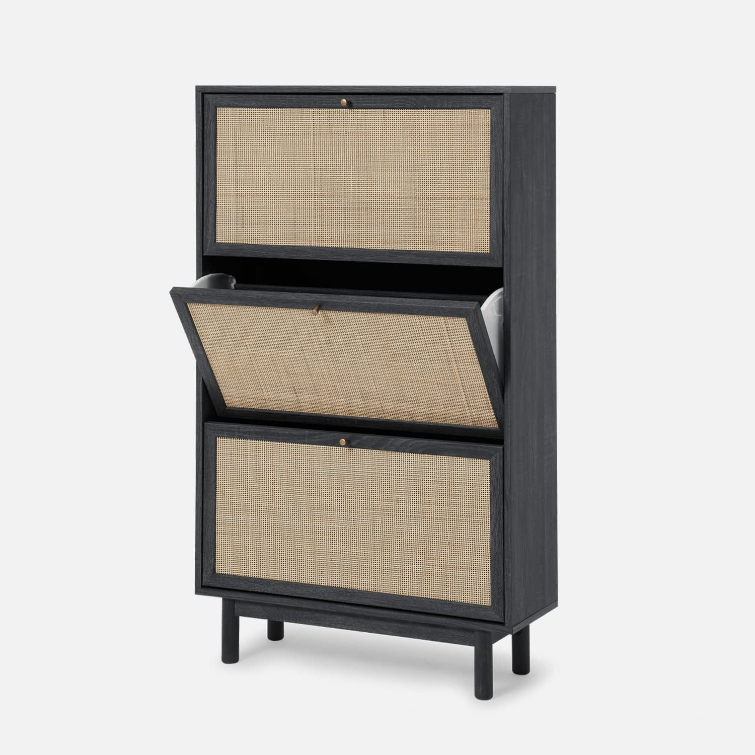 mopio Hannah Shoe Natural Rattan Farmhouse Shoe Organizer Shoe