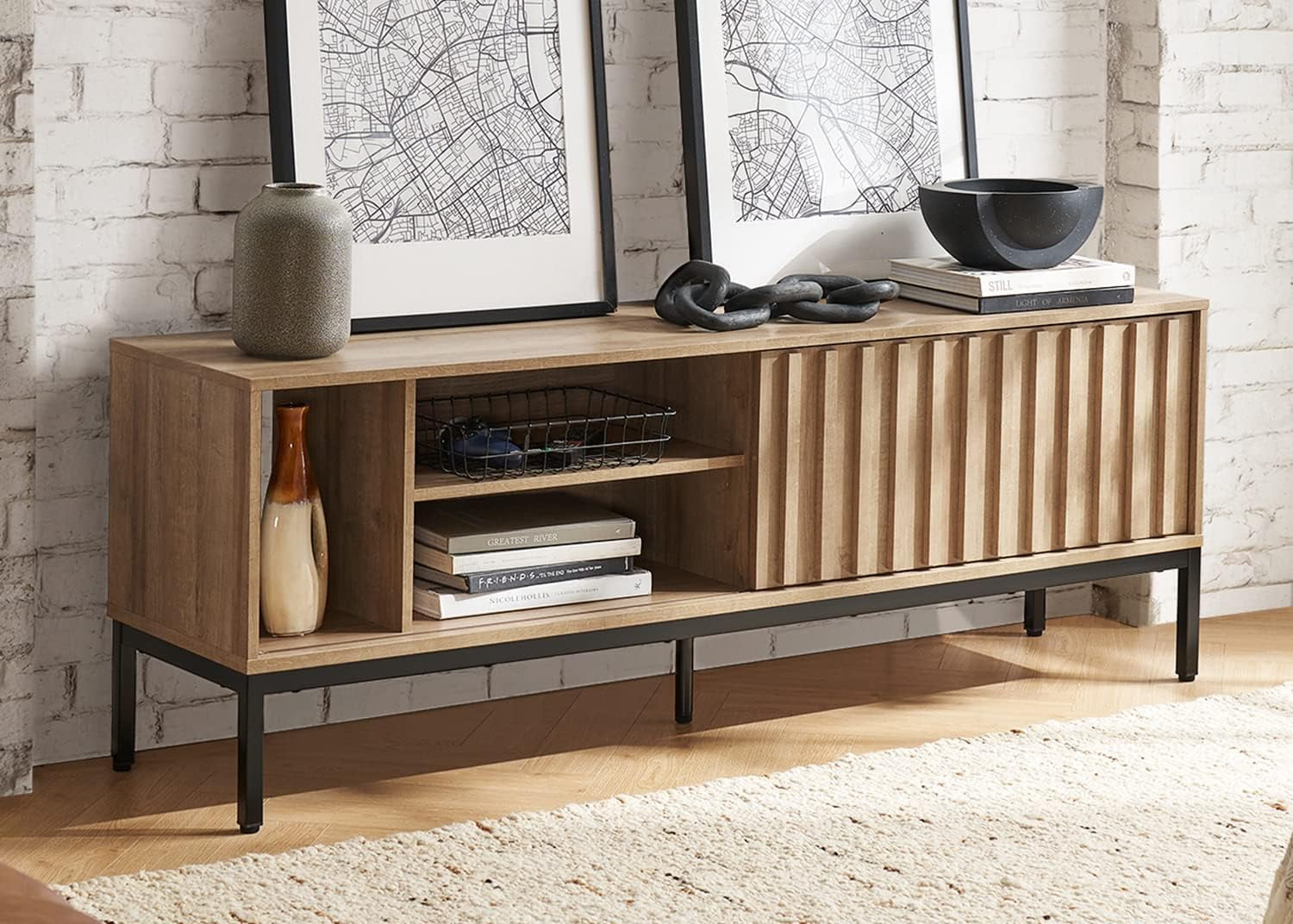 mopio Norwin TV Stand, Rustic Modern Television Stand for 60/65/70 inch ...