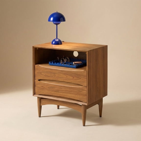 mopio Retrovie Mid-Century Modern 23" Nightstand, Walnut Bed Side Table for Bedroom or Living Room