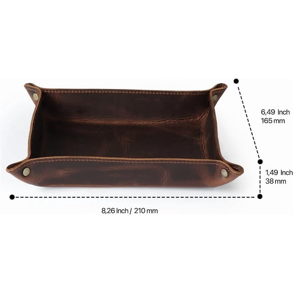 moredtich Genuine Leather Tray Organizer - Practical Lightweight Water Resistant Computer Table Desk Storage Box for Wallets Watches Keys Coins Cell Phones and Office Equipment