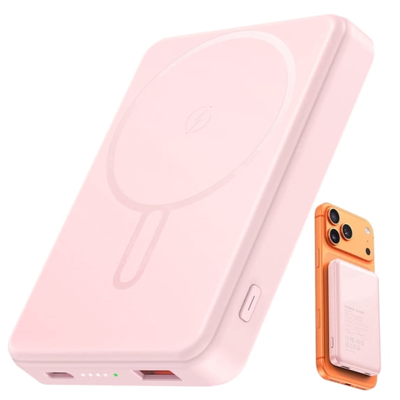 morfec Magnetic Portable Charger, Ultra Slim 12000mAh Magsafe Power Bank, PD 20W Fast Charging Wireless Battery Pack Compatible with iPhone 17/16/15/14/13 Series, Pink