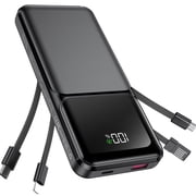 morfec Portable Charger with Built in Cables, 20000mAh Power Bank, 22.5W PD Fast Charging, 5 Outputs & 3 Inputs Travel Essential Battery Pack for iPhone Samsung