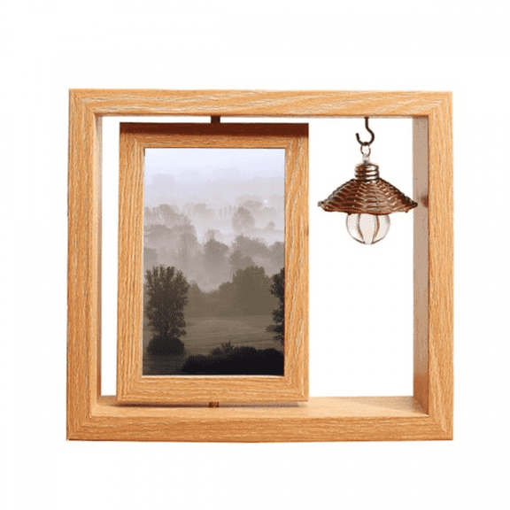 morning grassland fog sun Wooden Rotating Picture Photo Frame 4x6