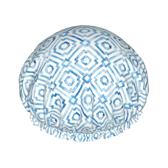 moroccan pattern Shower Cap, Double Layers Shower Cap Rreusable Waterproof, Elastic Bathing Hair Hat for Women, Washable Hair Cap for All Hair Lengths