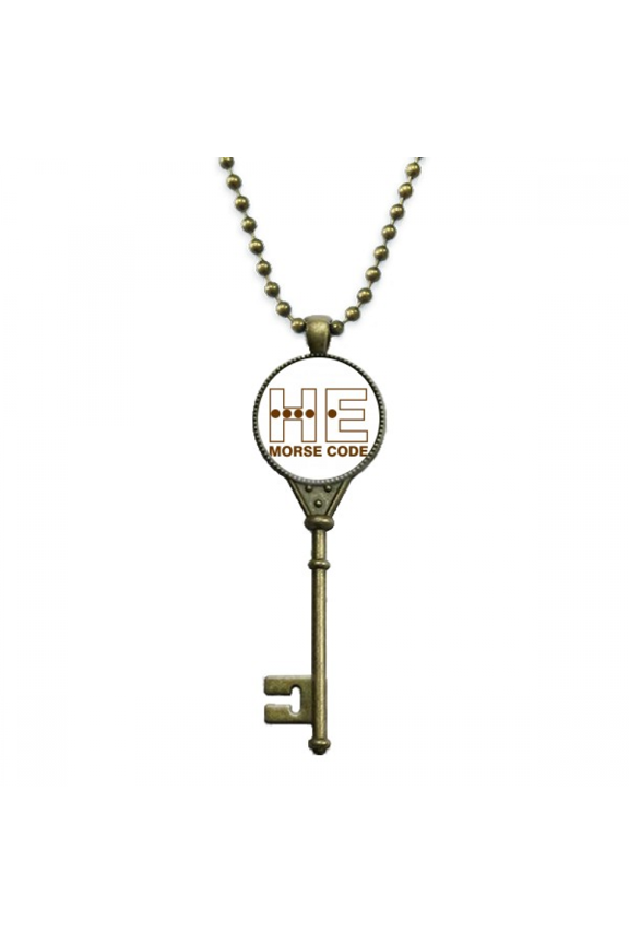 morse code he point-line expressions key necklace pendant tray embellished chain