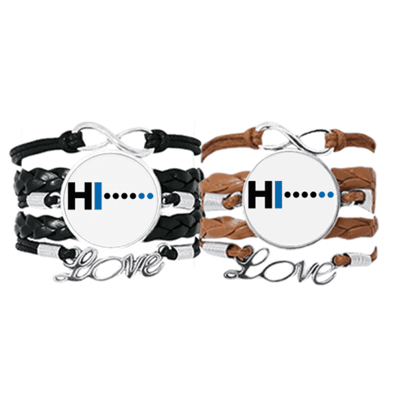 morse code hello dot line expression bracelet hand strap leather wristband double set