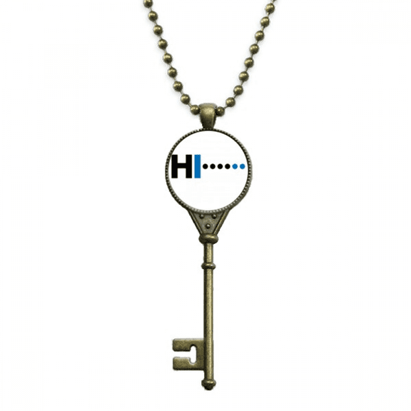 morse code hello dot line expression key necklace pendant tray embellished chain