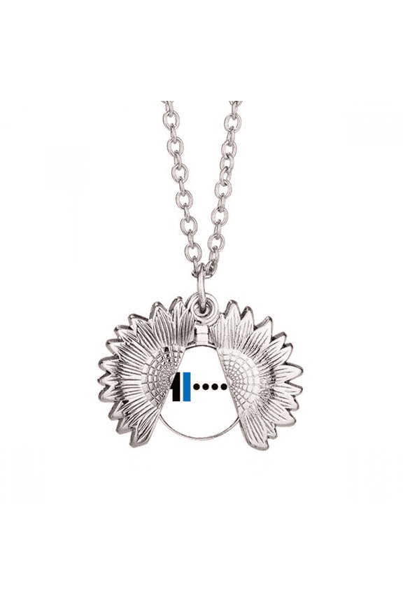 morse code hello dot line expression sunflower necklace pendant locket jewelry