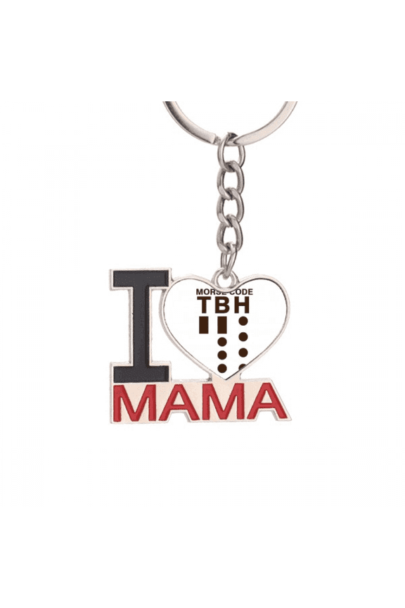 morse code hstly expressed point line Keychain Metal Keyring Holder Love MAMA Mother