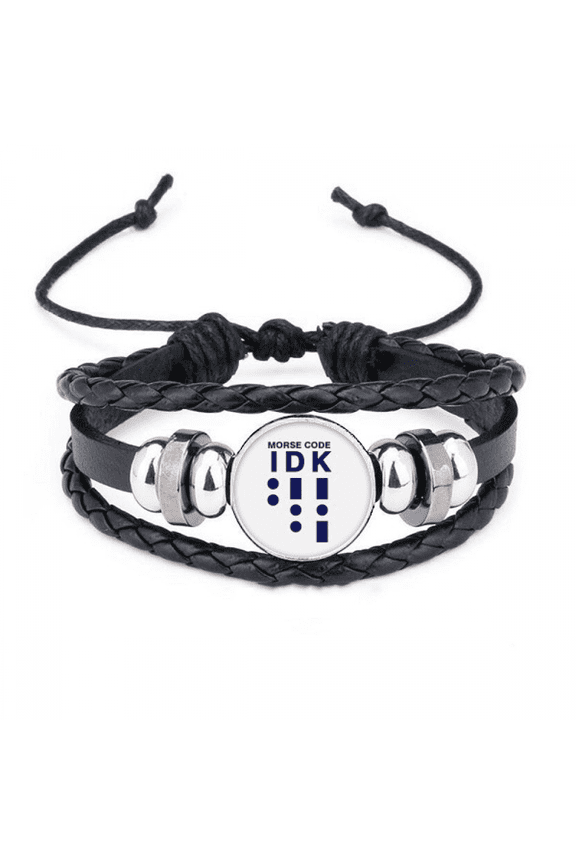 morse code know dot-line expression bracelet braided leather woven wristband