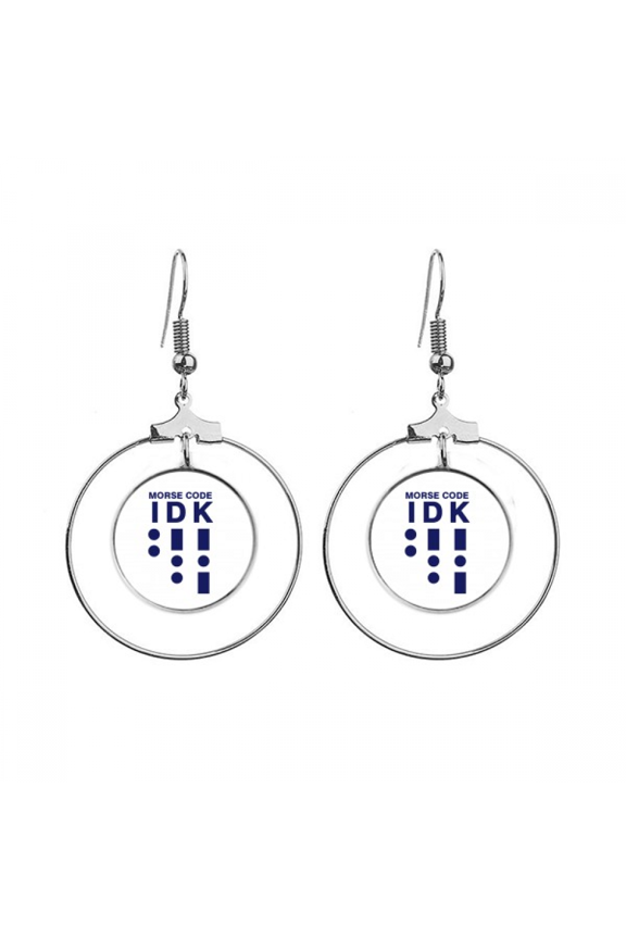 morse code know dot-line expression earrings dangle hoop jewelry drop circle